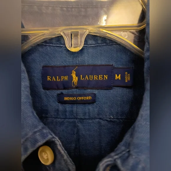 Ralph Lauren Mens Indigo Oxford  Casual Button Down Shirt Sz M - Picture 2 of 7